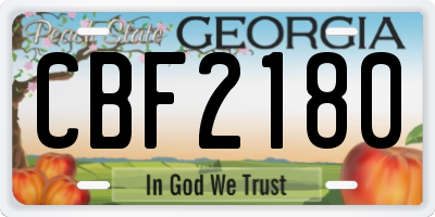 GA license plate CBF2180