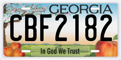 GA license plate CBF2182