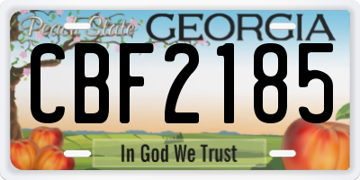 GA license plate CBF2185