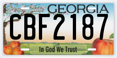 GA license plate CBF2187