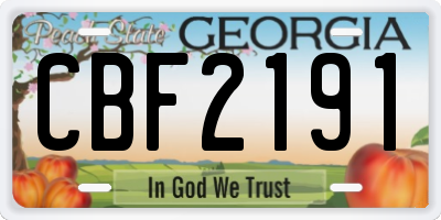 GA license plate CBF2191
