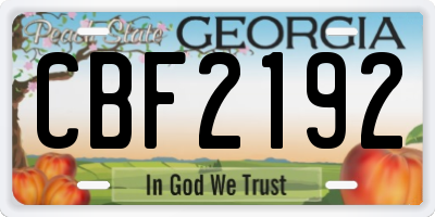 GA license plate CBF2192