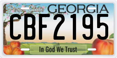 GA license plate CBF2195