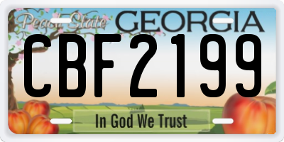 GA license plate CBF2199