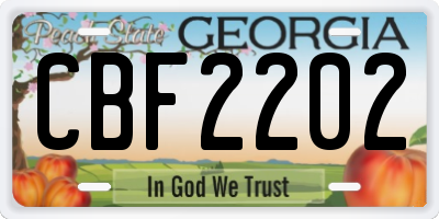 GA license plate CBF2202