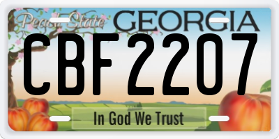 GA license plate CBF2207