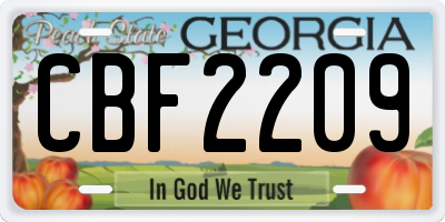 GA license plate CBF2209