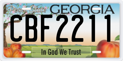 GA license plate CBF2211