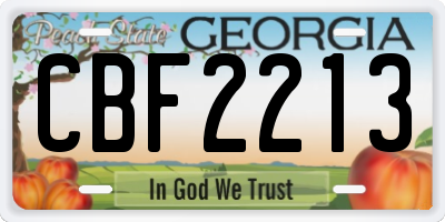 GA license plate CBF2213