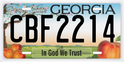 GA license plate CBF2214