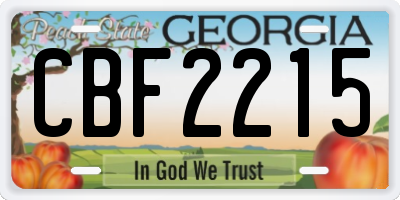 GA license plate CBF2215