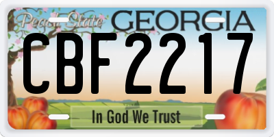 GA license plate CBF2217