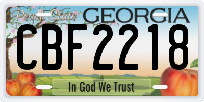 GA license plate CBF2218