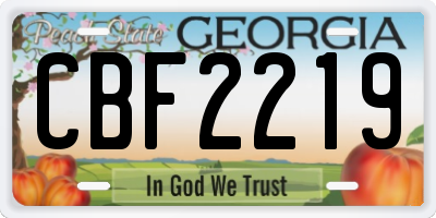 GA license plate CBF2219