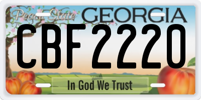 GA license plate CBF2220