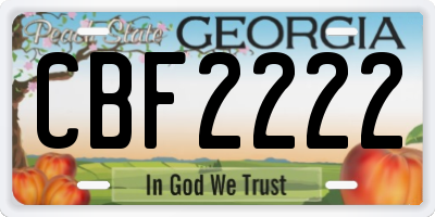 GA license plate CBF2222