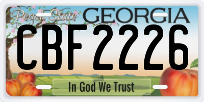 GA license plate CBF2226