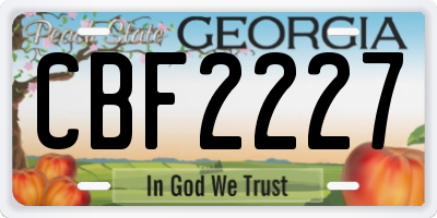 GA license plate CBF2227