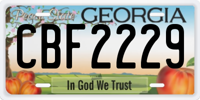 GA license plate CBF2229