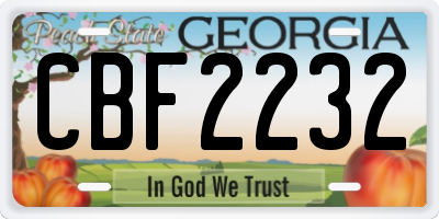 GA license plate CBF2232