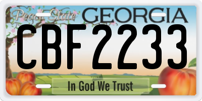 GA license plate CBF2233