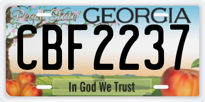 GA license plate CBF2237
