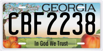 GA license plate CBF2238