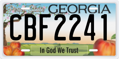 GA license plate CBF2241