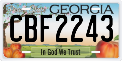 GA license plate CBF2243