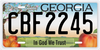 GA license plate CBF2245