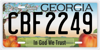 GA license plate CBF2249