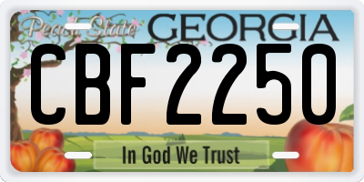 GA license plate CBF2250