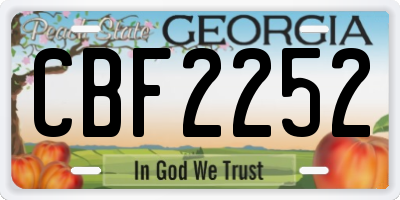 GA license plate CBF2252