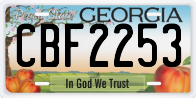GA license plate CBF2253