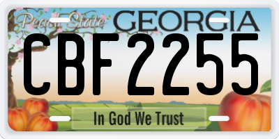 GA license plate CBF2255
