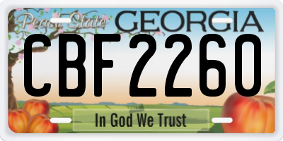 GA license plate CBF2260