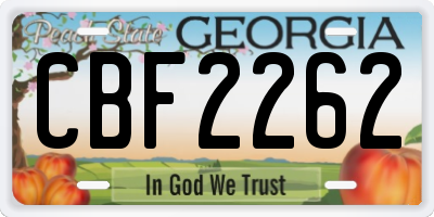 GA license plate CBF2262