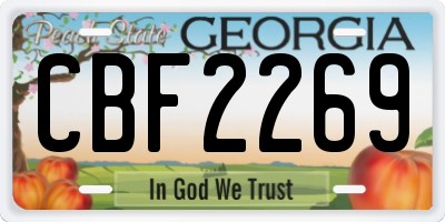 GA license plate CBF2269