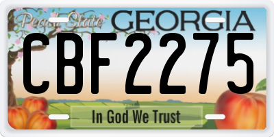 GA license plate CBF2275