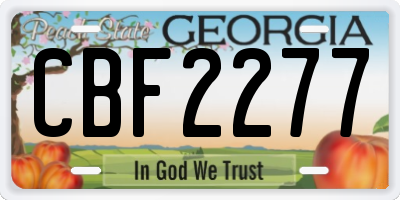 GA license plate CBF2277