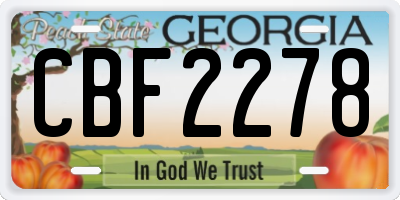 GA license plate CBF2278