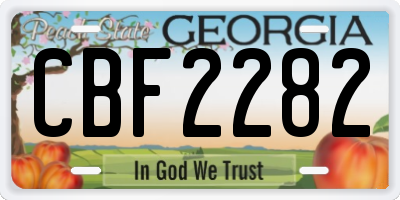 GA license plate CBF2282