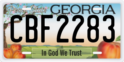 GA license plate CBF2283
