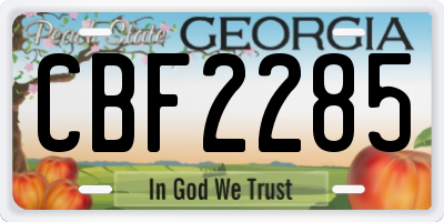 GA license plate CBF2285