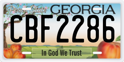 GA license plate CBF2286