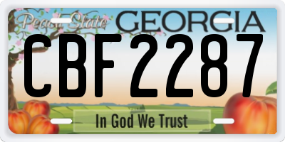 GA license plate CBF2287
