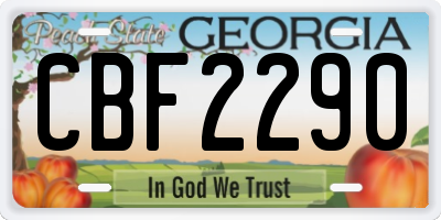 GA license plate CBF2290