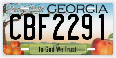 GA license plate CBF2291