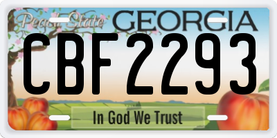 GA license plate CBF2293