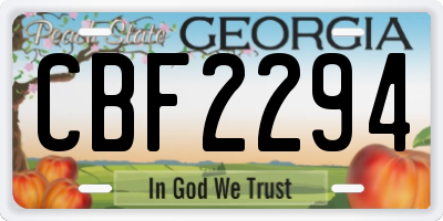 GA license plate CBF2294